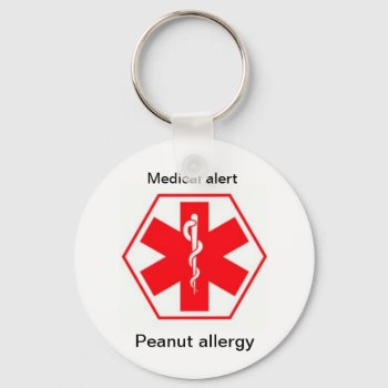 Medical Allergy Alert Keychains (customizable) by RibbonJewelsBoutique at Zazzle