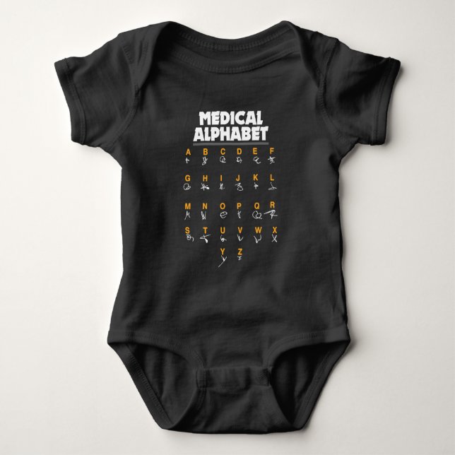 Medical Alphabet For Doctors Nurses Chemists Baby Bodysuit (Front)