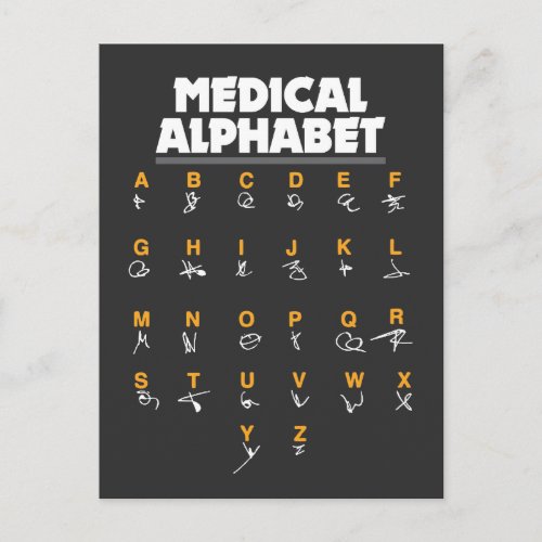 Medical Alphabet For Doctors Nurses Chemists Postcard