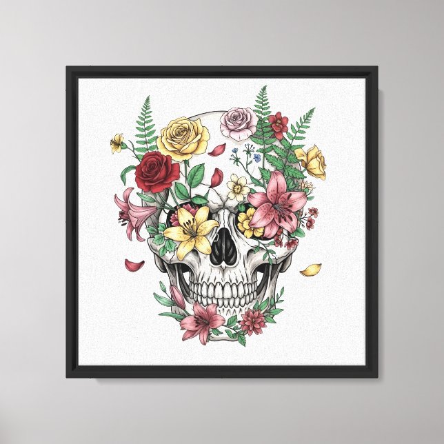  medical anatomy skull flower canvas print (Front)