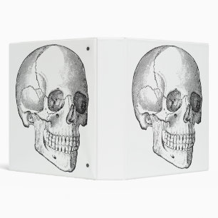 Medical anatomy vintage skull drawing monochrome 3 ring binder