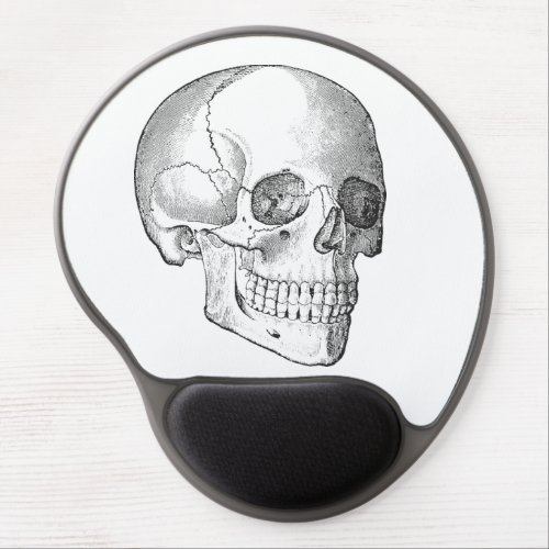 Medical anatomy vintage skull drawing monochrome gel mouse pad