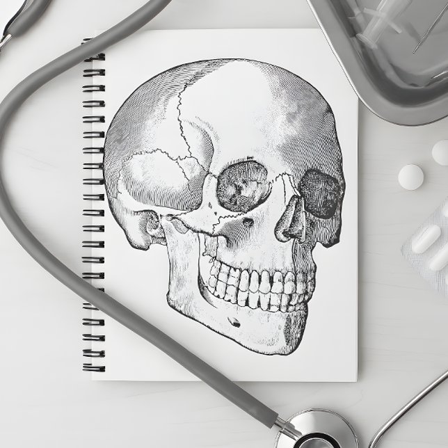 Medical anatomy vintage skull drawing monochrome notebook (Creator Uploaded)