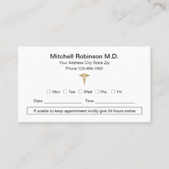 Medical Appointment Business Card Template Zazzle