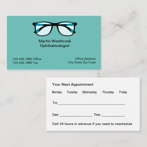 Customizable Medical Appointment Business Cards Double Side 