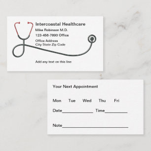Medical Appointment Business Cards Stethoscope