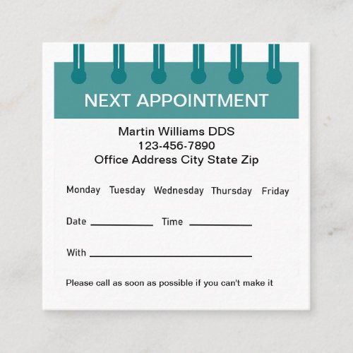 Medical Appointment Business Cards Template