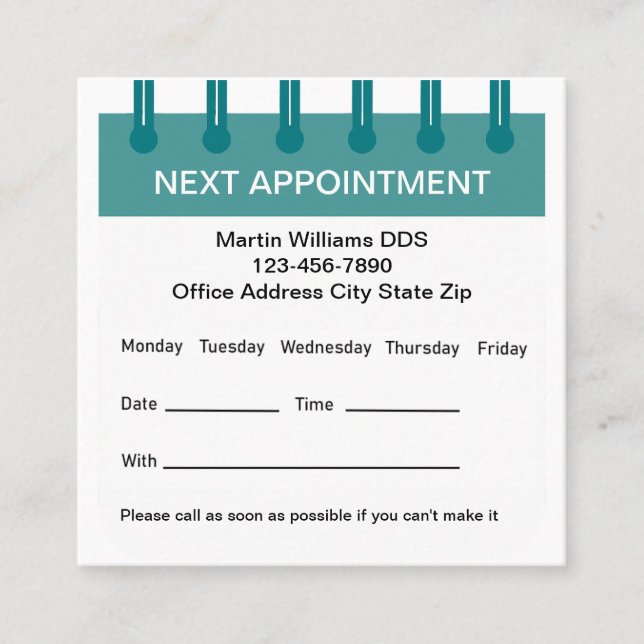 Medical Appointment Business Cards Template (Front)