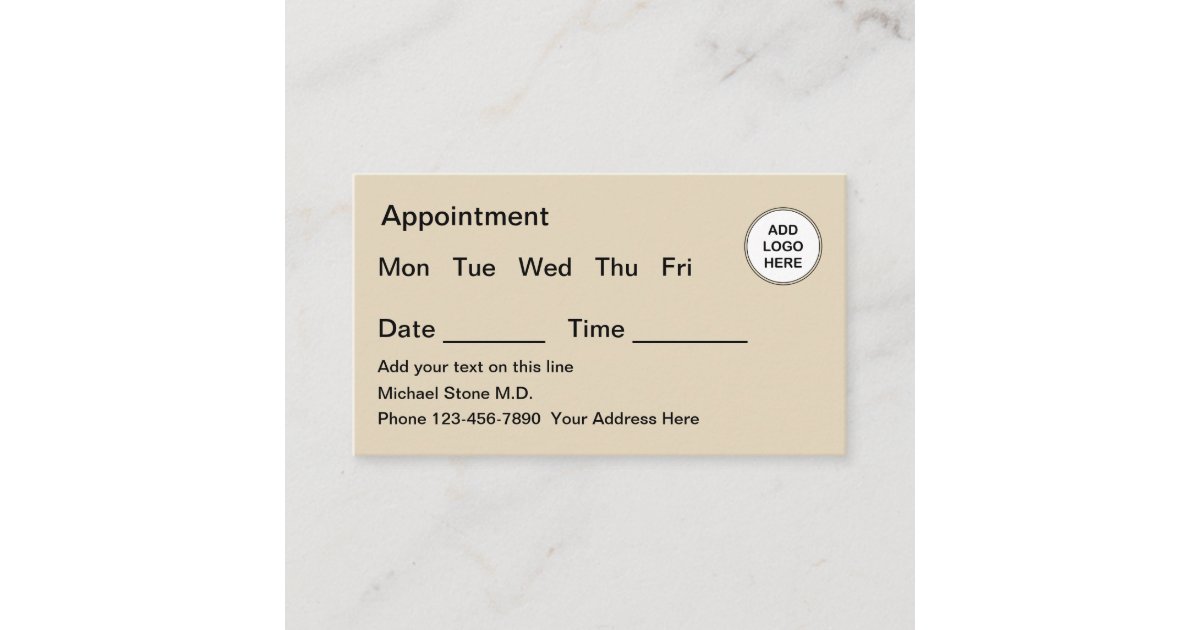 Medical Appointment Reminder Business Card