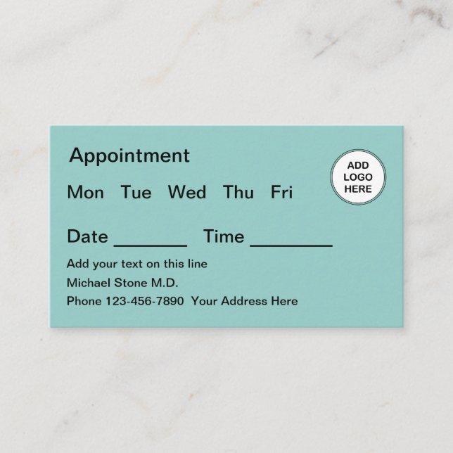 Medical Appointment Reminder Business Card (Front)