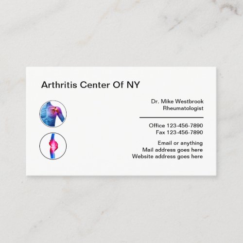 Medical Arthritis Rheumatologist Business Card