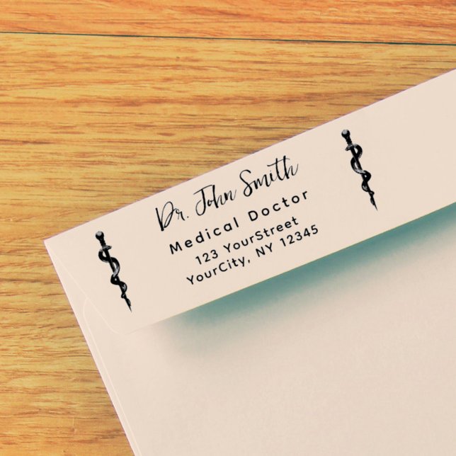 Medical Asclepius Modern Script Return Address Self-inking Stamp (Creator Uploaded)