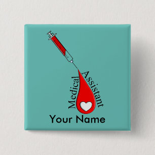 Medical Assistant Blood Drop Art Pinback Button