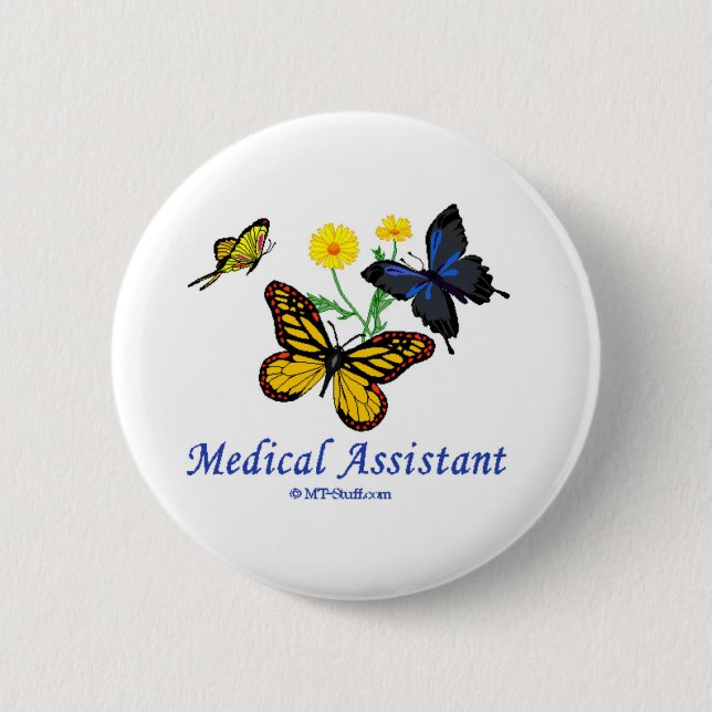 Medical Assistant Butterfly Pinback Button (Front)