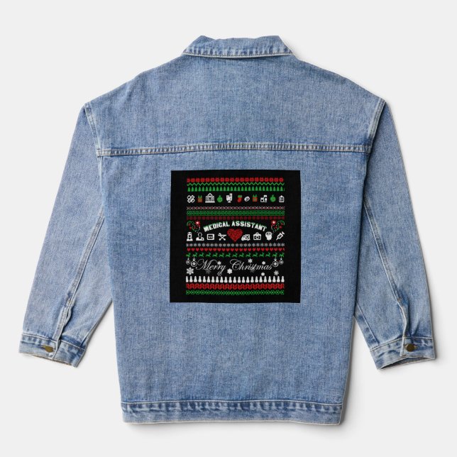 Medical Assistant Christmas Shirt Denim Jacket (Back)