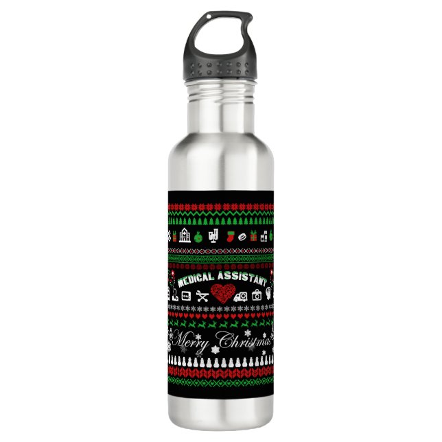 Medical Assistant Christmas Shirt Stainless Steel Water Bottle (Front)