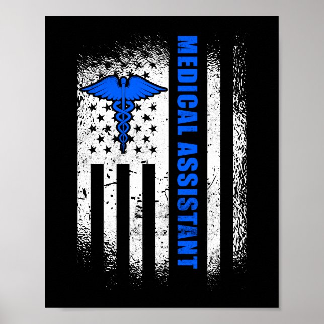 Medical Assistant CMA Patriotic American Flag Poster (Front)
