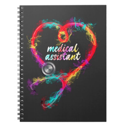 Medical Assistant Colorful Stethoscope Heart Nurse Notebook