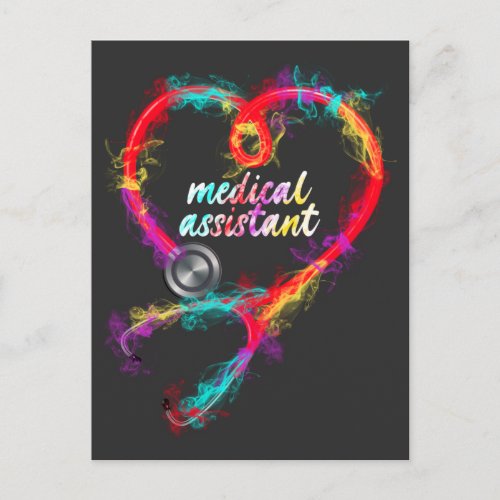 Medical Assistant Colorful Stethoscope Heart Nurse Postcard