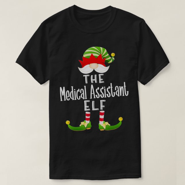 Medical Assistant Elf Group Christmas Funny Pajama T-Shirt (Design Front)