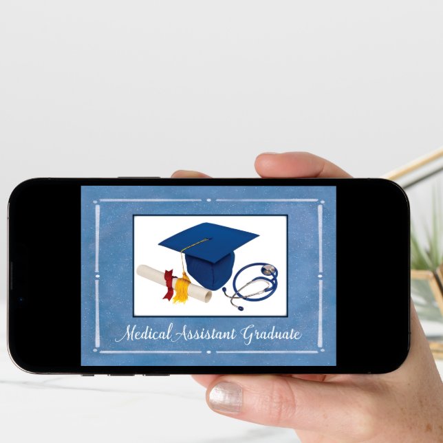 Medical Assistant Graduate Cap Diploma Stethoscope Card (Front Digital)