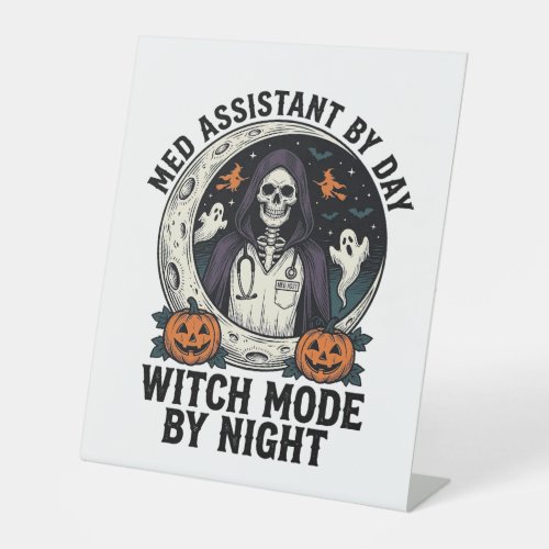 Medical Assistant Halloween Witch Vintage Engravin Pedestal Sign