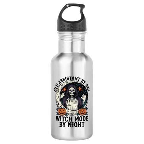 Medical Assistant Halloween Witch Vintage Engravin Stainless Steel Water Bottle