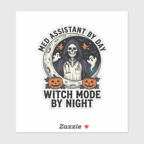 Medical Assistant Halloween Witch Vintage Engravin Sticker