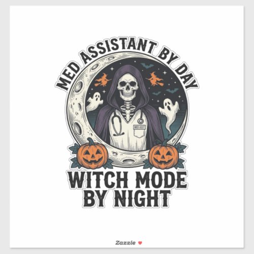 Medical Assistant Halloween Witch Vintage Engravin Sticker