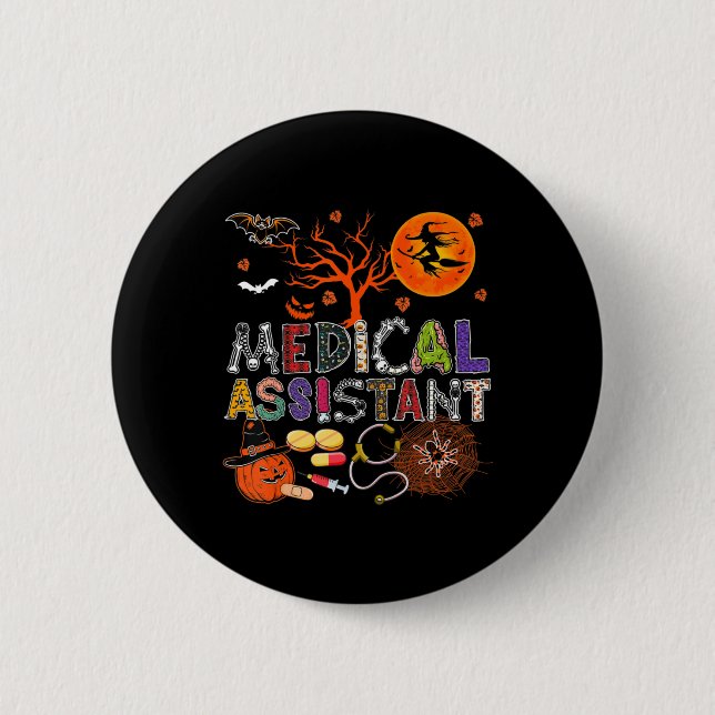 Medical Assistant Halloween Zombie Costume Scary P Button (Front)