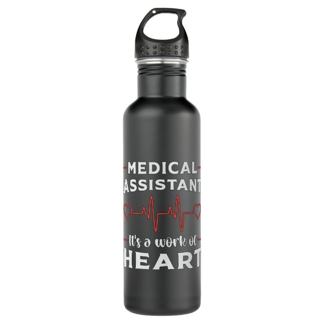 Medical Assistant Heart Doctor Medicine Nurse Stainless Steel Water Bottle (Front)