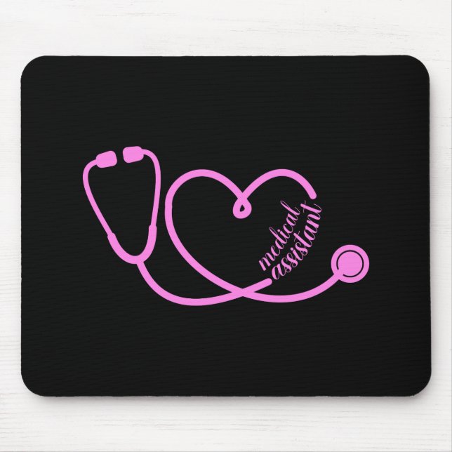 Medical Assistant Heart Stethoscope Pink Mouse Pad (Front)