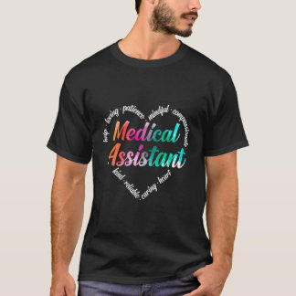 Medical Assistant Heart Word Cloud Watercolor Rain T-Shirt