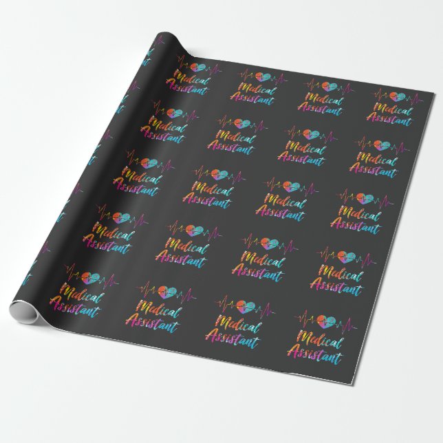 Medical Assistant Heartbeat Nursing Hospital Heart Wrapping Paper (Unrolled)
