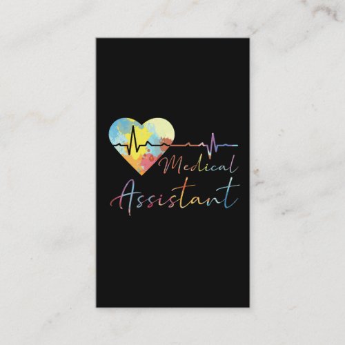 Medical Assistant Hospital EKG Pulse Watercolor Business Card