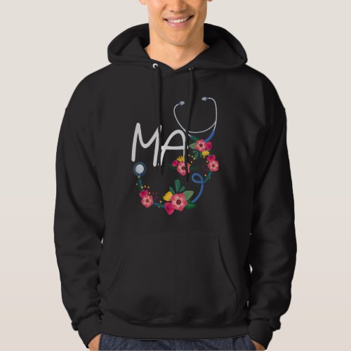 Medical Assistant Hospital Stethoscope Floral Wrea Hoodie