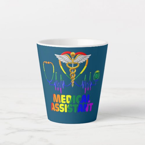 Medical Assistant LGBT Stethoscope Rainbow Flag Latte Mug