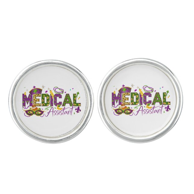 Medical Assistant - Mardi Gras Cufflinks (Front)