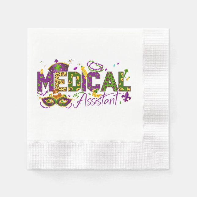 Medical Assistant - Mardi Gras Napkins (Front)