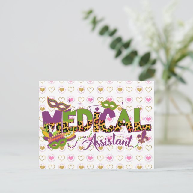 Medical Assistant - Mardi Gras Postcard (Standing Front)