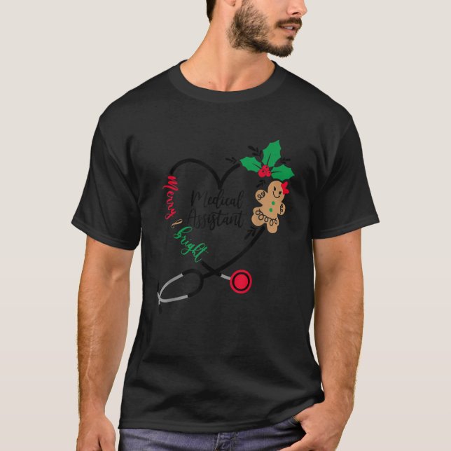 Medical Assistant Merry And Bright Christmas T-Shirt (Front)