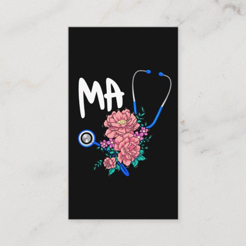 Medical Assistant Nurse Flower Stethoscope Floral Business Card