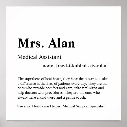Medical Assistant Personalized Gift Poster