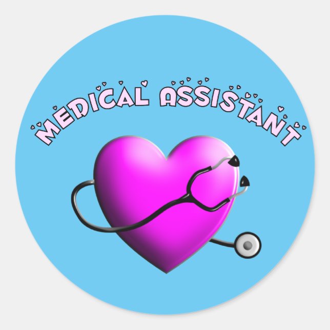 Medical Assistant PINK HEART    Classic Round Sticker (Front)