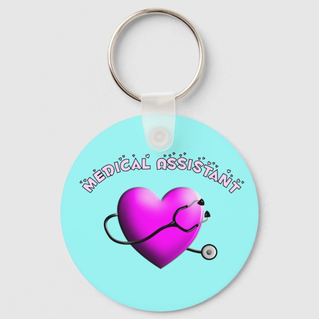 Medical Assistant PINK HEART Design Gifts Keychain (Front)