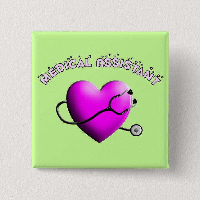 Medical Assistant PINK HEART Design Gifts Pinback Button (Front)