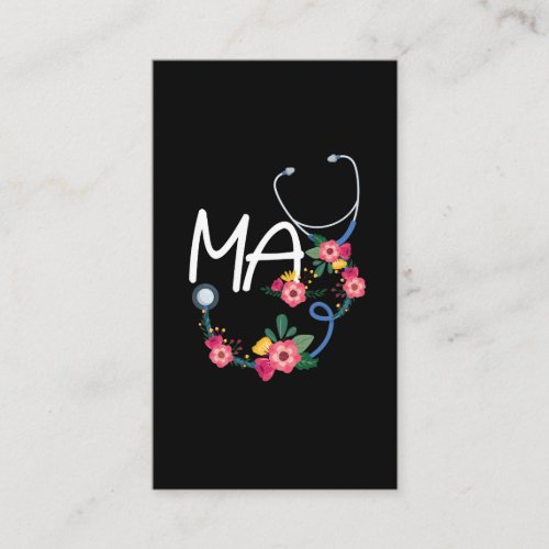 Medical Assistant Stethoscope Floral Wreath Business Card