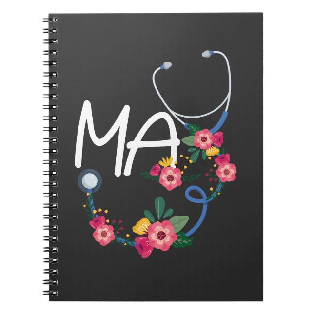 Medical Assistant Stethoscope Floral Wreath Notebook (Front)
