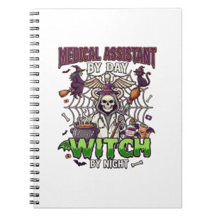 Medical Assistant Witch Skeleton Syringe Cauldron Notebook