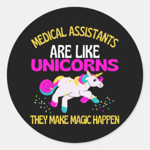 Medical Assistants Unicorn , Magical Unicorn Classic Round Sticker